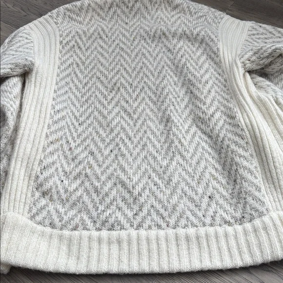 Capriccio |Vintage Off White and Gray Chevron Open-Front Knit Cardigan Sz Medium - Picture 12 of 12